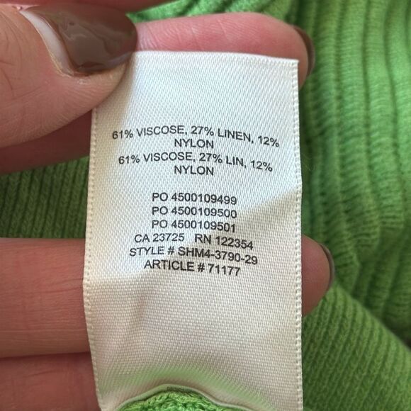 Wilfred Aritzia Light Cropped Linen-Blend Cardigan Green SzS - Picture 10 of 11